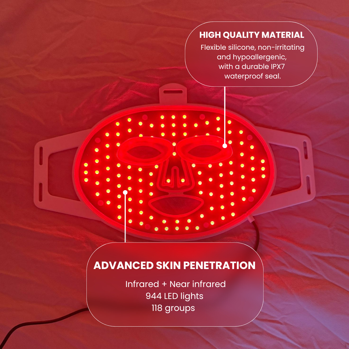 Red light & Near infrared therapy LED face mask